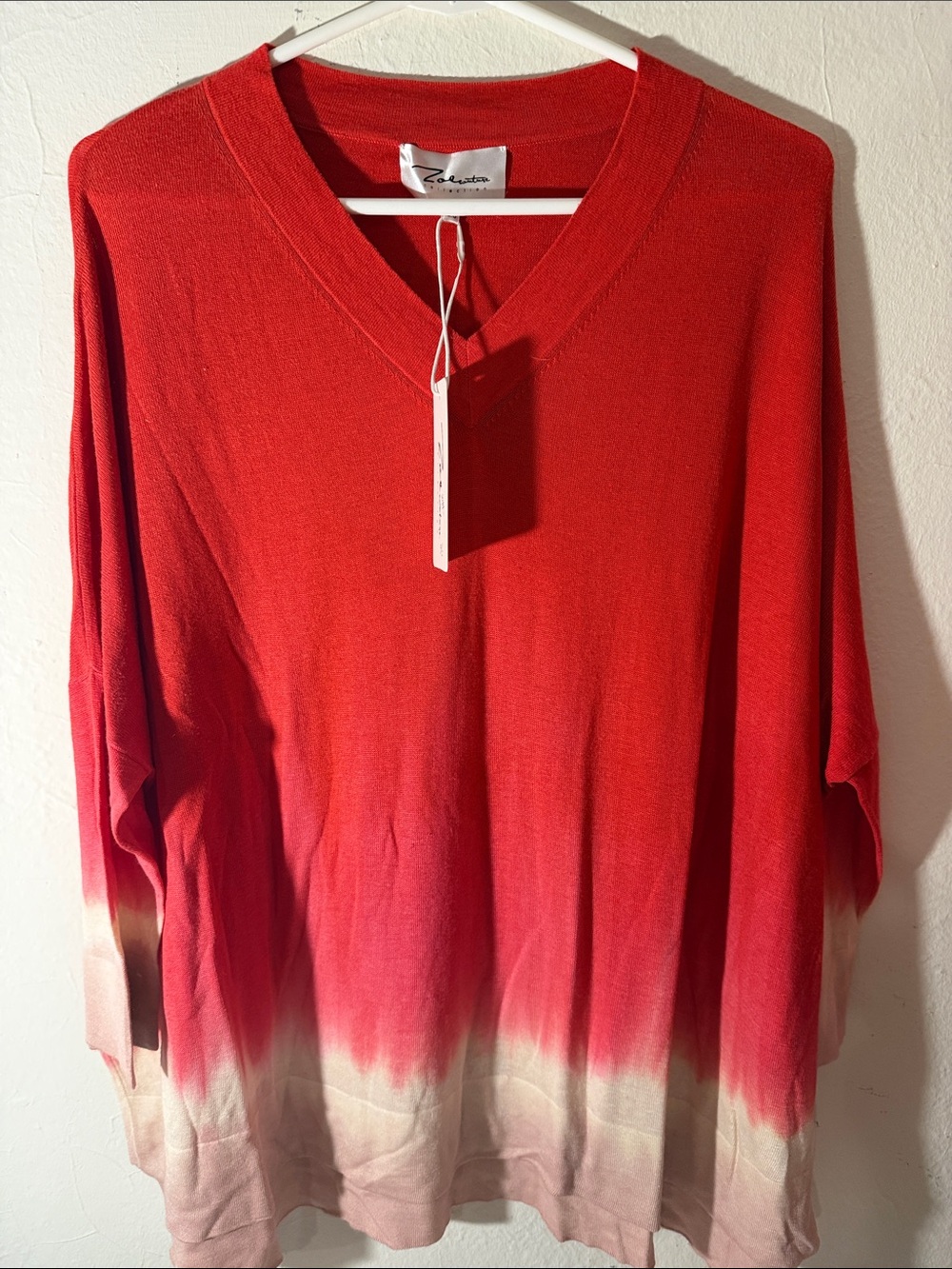 Zoe Couture Women's Red Ombre V-Neck Sweater
